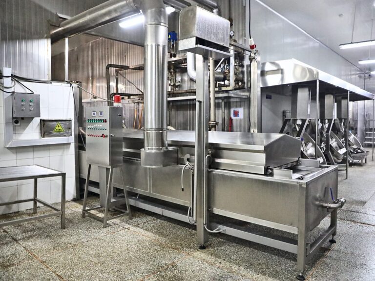 Industrial fryer in the Jiale Food workshop