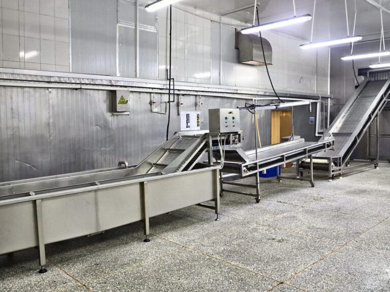 Stainless steel washing and conveying line in the processing workshop